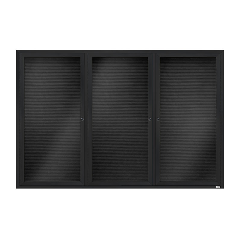 Tableau d'affichage mural fermé pour armoire d'annuaire, Noir thermolaqué, Trois, 48 po x 72 po