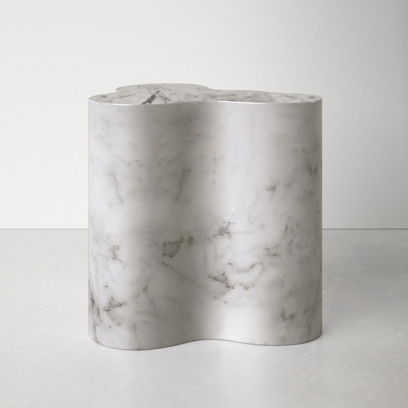 Barrett Slab Table, 22" H x 22" W x 18" D, White Marble