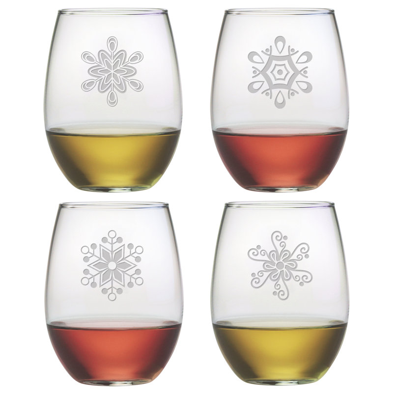 Ensemble de verres à vin sans pied 21 oz 4 pièces abstract flocon de neige