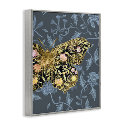 Blue & Gold Butterfly Framed Giclee Art by Melissa Wang