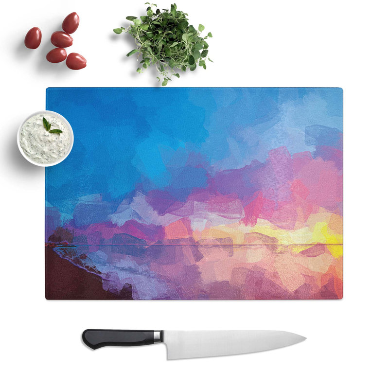 Tempered Glass Beach in Malaga Spain Chopping Board, 39 cm W x 28.5 cm L