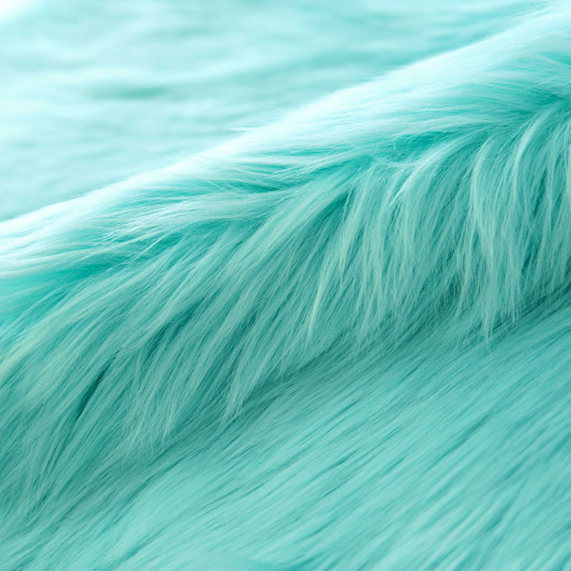 Soft Faux Fur Area Rug Fluffy Shag Decorative  Accent Rug for Bedroom, Rectangle 3' x 5', Turquoise
