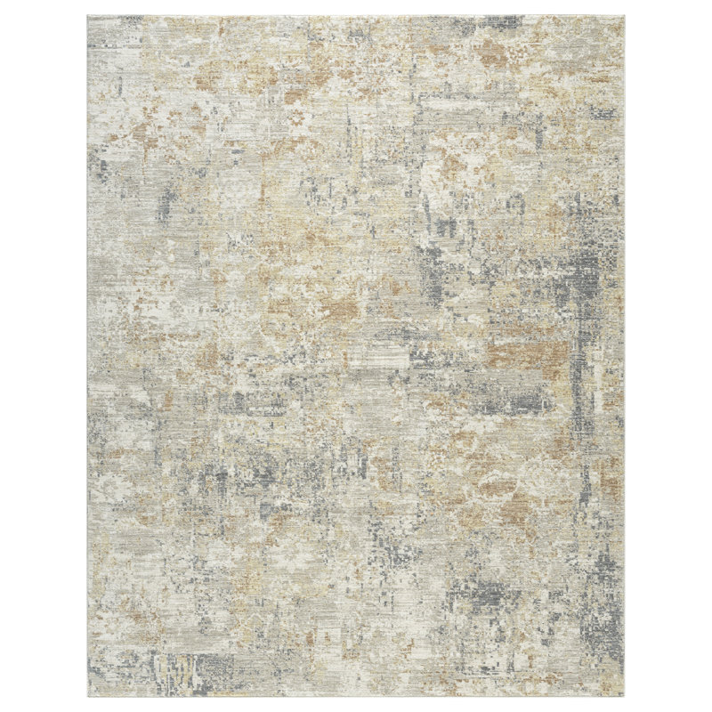 Anthonyson Cream/Multi Modern Abstract Polyester Performance Indoor Area Rug, 5' x 7'10"