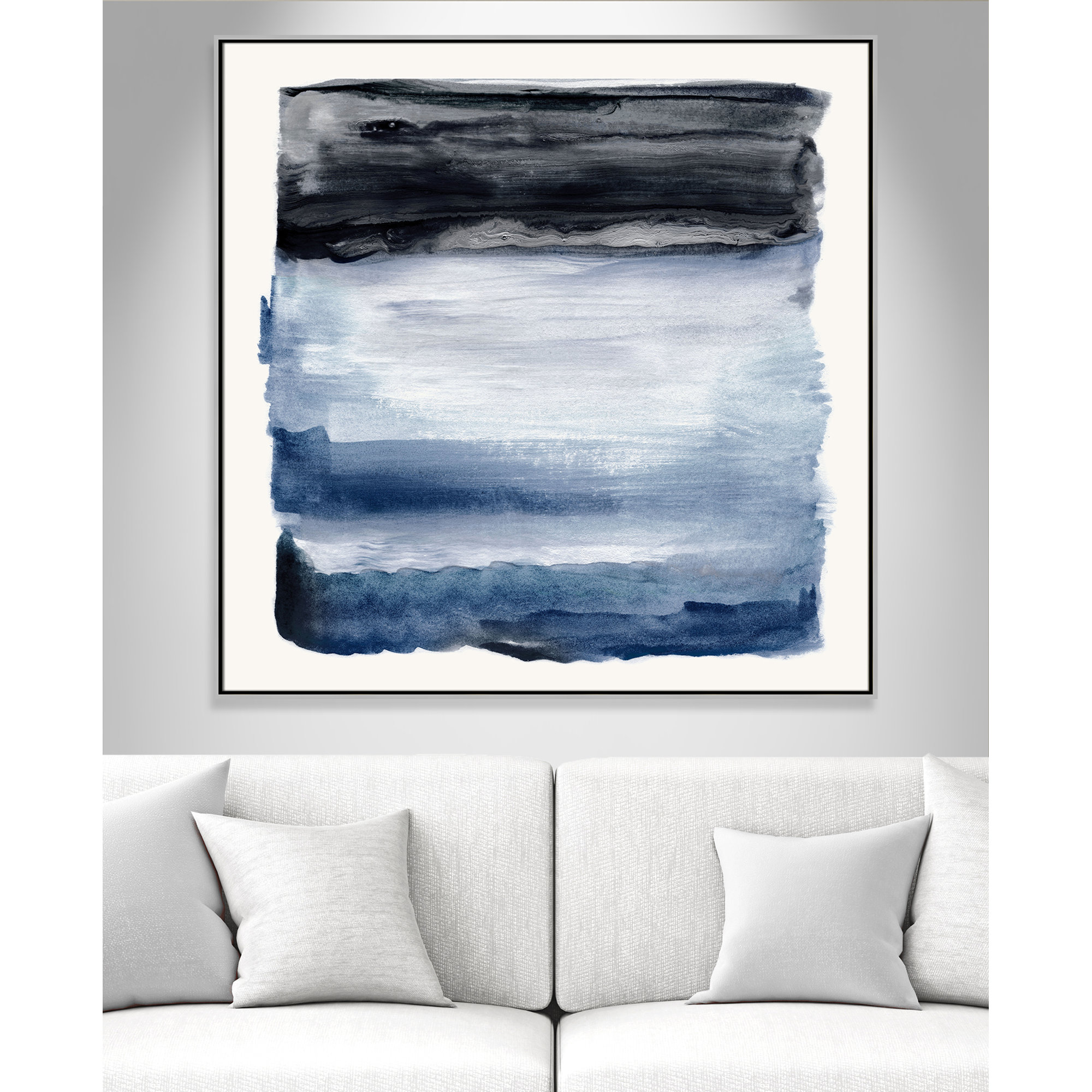 Navy Sky I Print by Nan, 46.5" H x 46.5" W, Silver