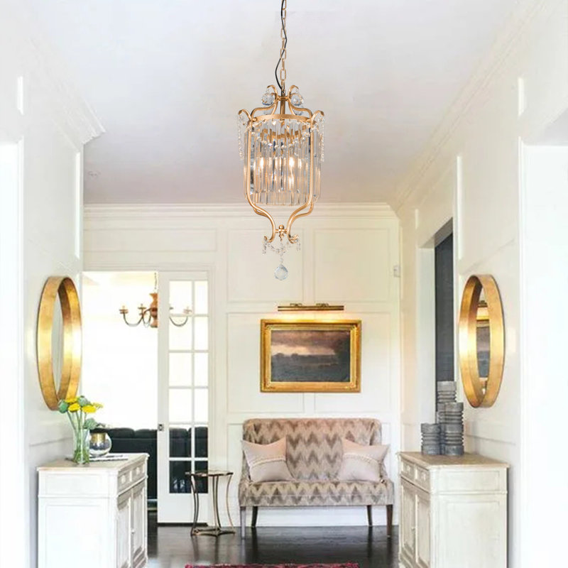  Lustre en cristal de luxe de 13,7 pouces, luminaire suspendu moderne à tête simple en or