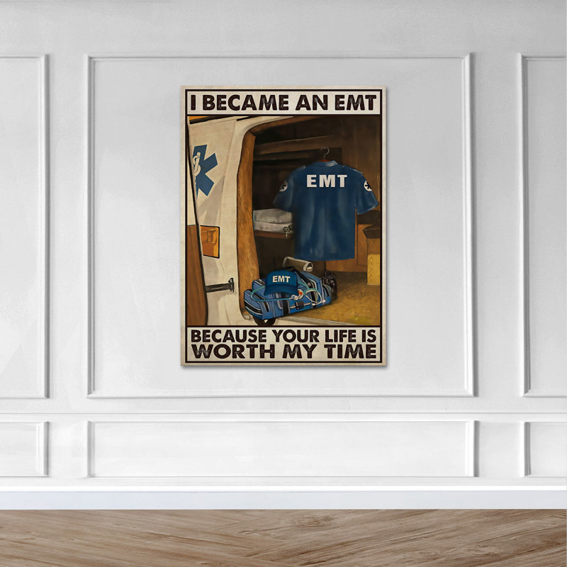 Emt Uniform On Ambulance - Toile tendue, art textuel, H 20 po x l 16 po x P 2 po