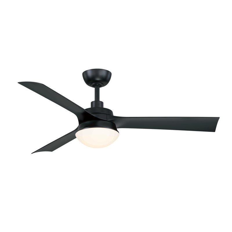 Barlow 52 inch Indoor/Outdoor Ceiling Fan with LED CCT Select Light Kit - Black with Black blades, Black, Black