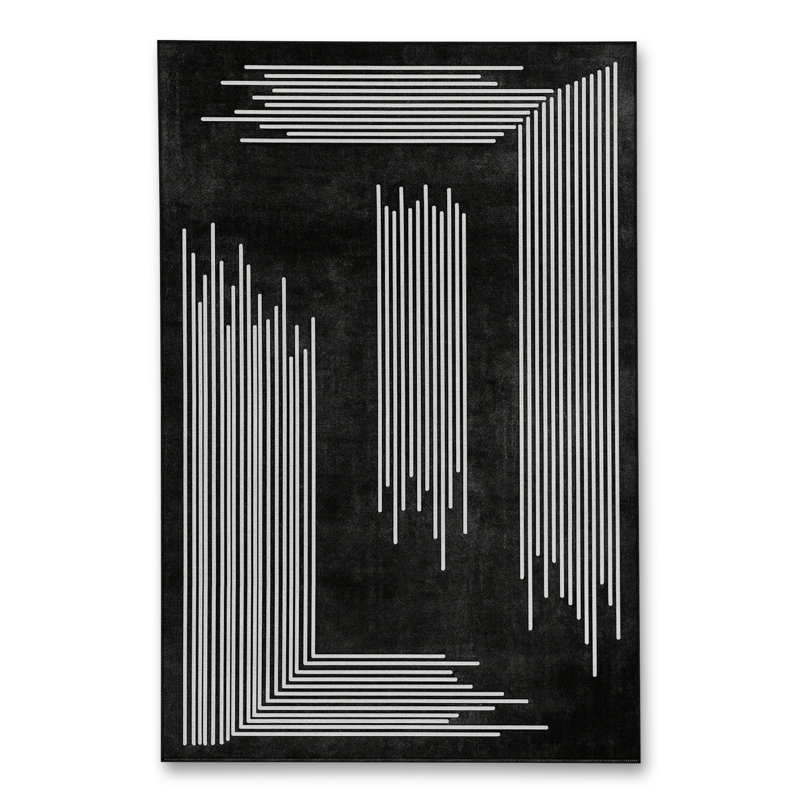 Tapis gris tissé traditionnel Mosso, 3'11" x 5'11"