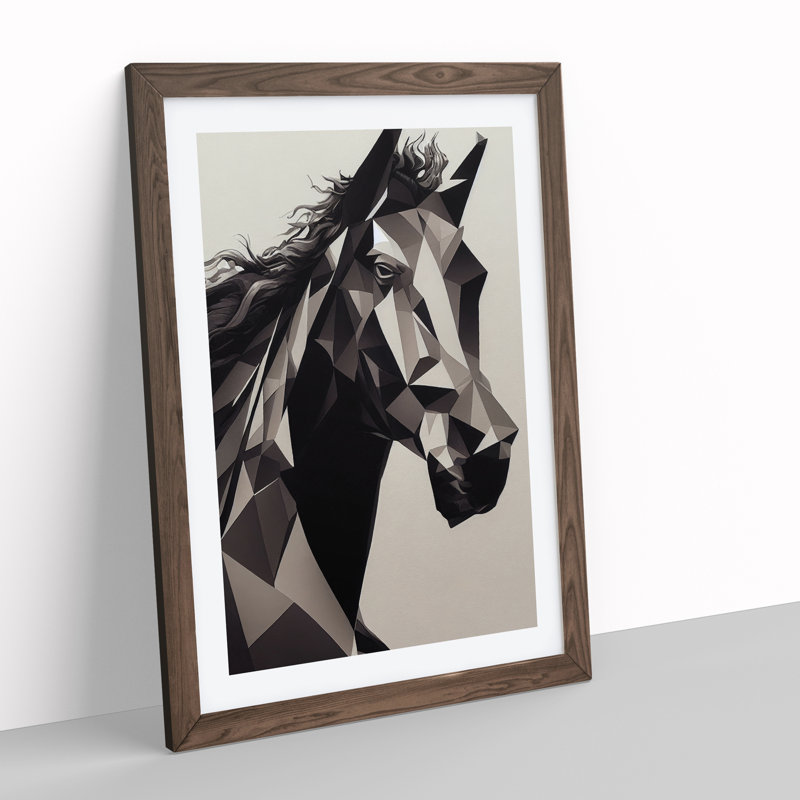 Abstract Horse No.6 - Framed Print, 64cm H x 46cm W x 2cm D, Walnut