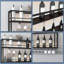 Support à vin industriel à fixation murale, étagère à bouteilles de vin en bois à 2 niveaux avec porte-verres à pied, support à verres à vin noir et support à vin multifonctionnel pour le bar de la maison, la salle à manger et la cuisine (39,3 x 7,8 x 26 po)-1766196978