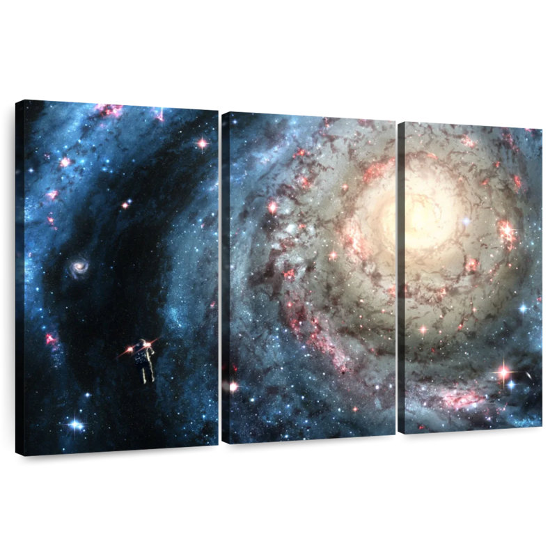 Oberle astronaute et galaxie, H 48 po x l 74 po