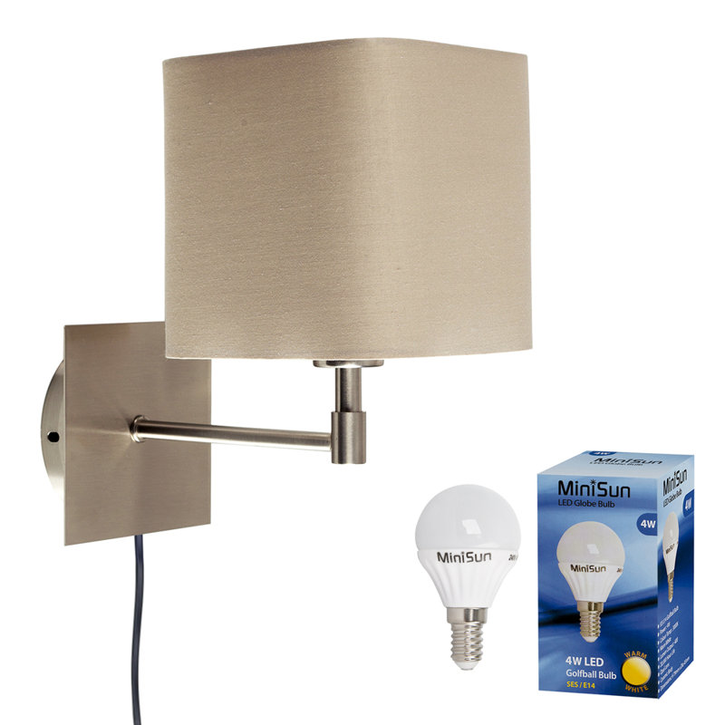 Alsfeld Plug-in Armed Sconce, Beige, Yes