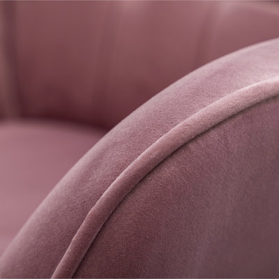Fauteuil d'appoint contemporain capitonné en velours soyeux avec repose-pieds, mauve