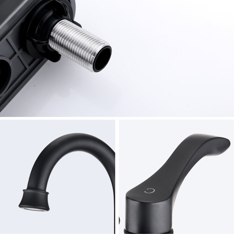 4 Inches Bathroom Faucet - Matte Black Finish, 360 Rotatable Spout With Pop Up Drain, Strong Metal Build, , , Rustproof, Water Saving Soft Bubble Flow, Drip- Ceramic Disc, Elegant Double Handles For