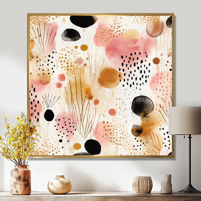 Impression graphique sur feuilles d'automne - Botanicals, Toile avec cadre flottant or, H 36 po x l 36 po x P 1,5 po