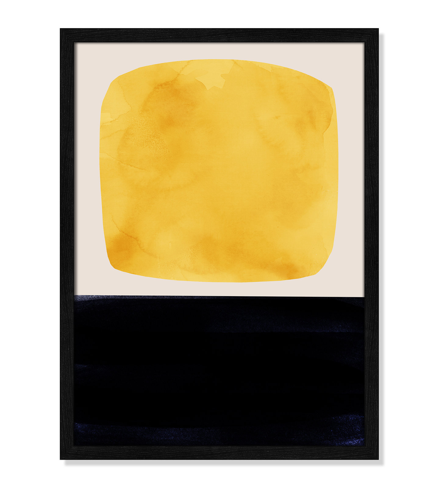 Boxed-Yellow by Aoibhne Hogan, 23" H x 17" W x 0.75" D, Black Wood Grain Paper