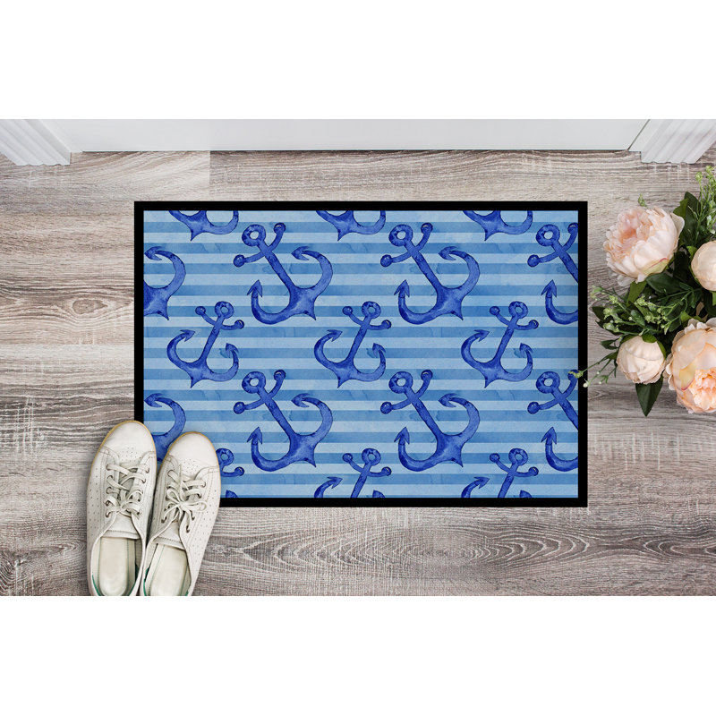 Tapis d’extérieur anti-dérapant à ancrages aquarelle, Rectangulaire : 18 po x 27 po
