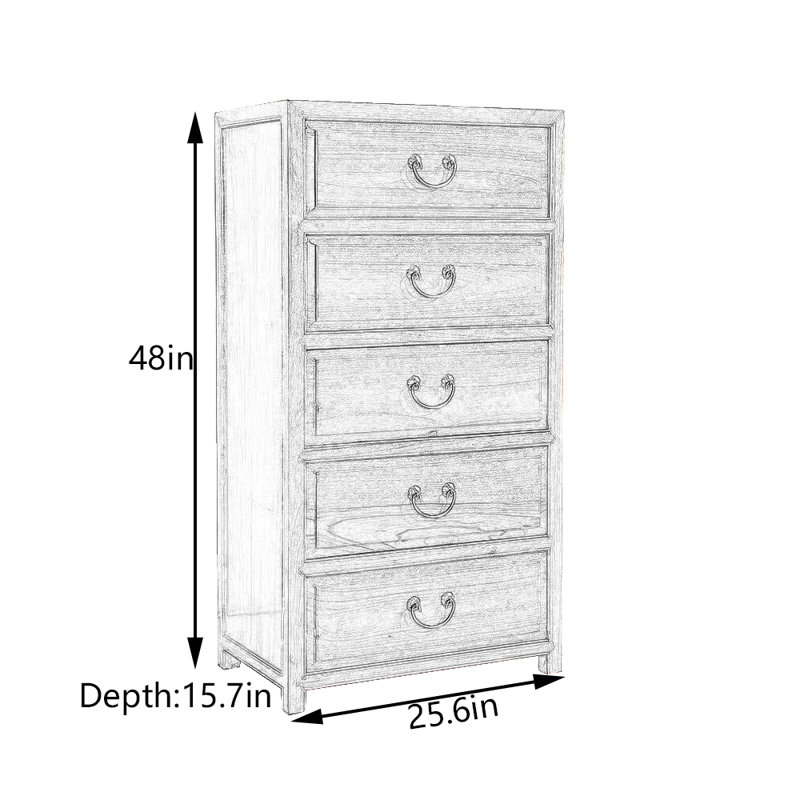 Five-Drawer Entryway Cabinet, Dark Brown