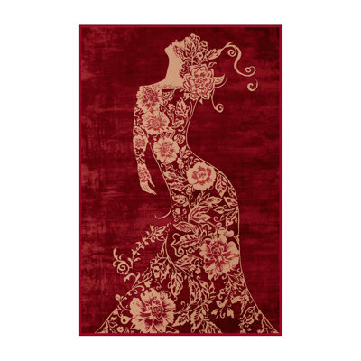 Machine Washable Torresdale Valentines Modern & Contemporary Abstract Rug in Red – Red Binding