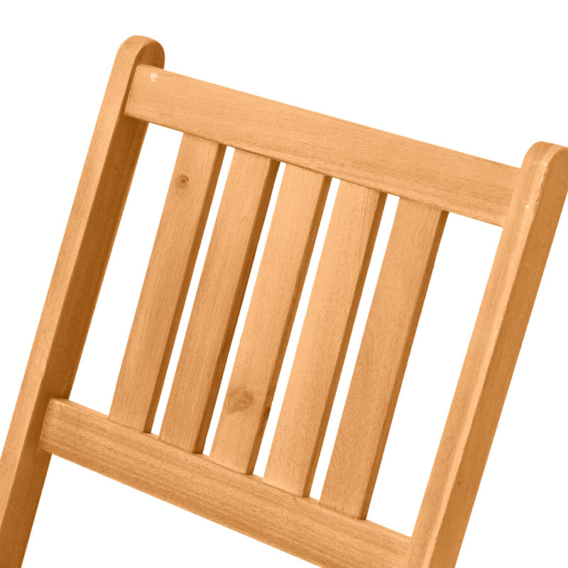 3 bistro de patio en bois - chaises pliantes et table ronde pour l'extérieur. Finition naturelle, cour arrière idéale, balcon, mobilier de terrasse 3 pièces. Pour terrasse, balcon. Table, comme