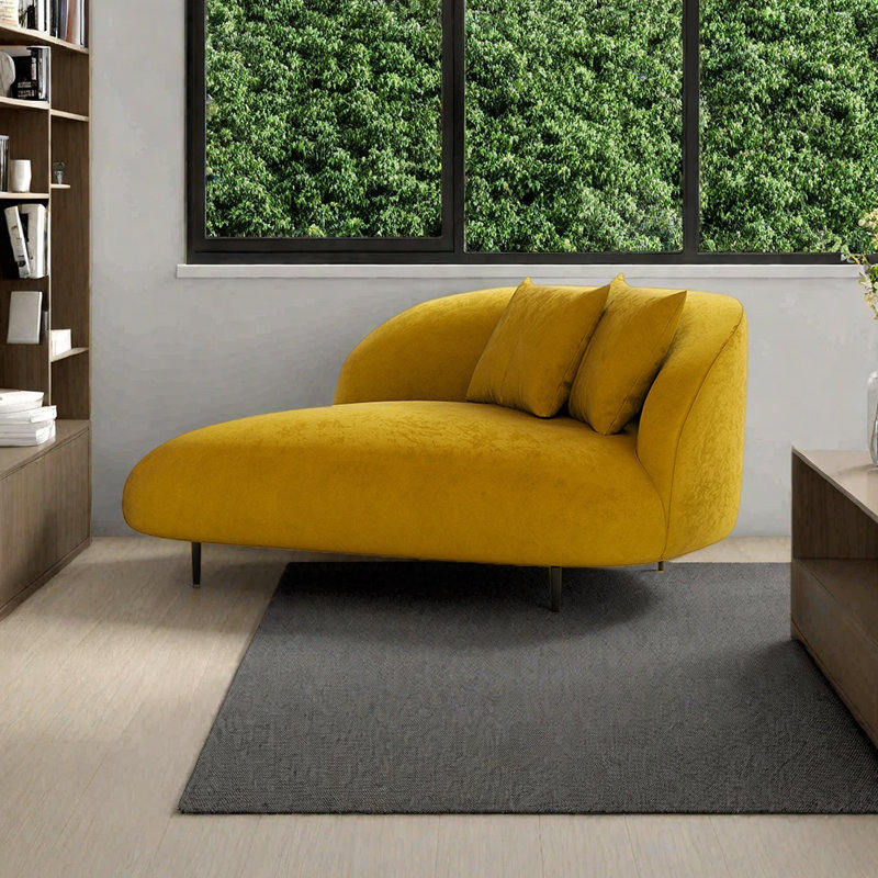 Fauteuil inclinable givré confortable au design épuré, Orienté à droite, Jaune