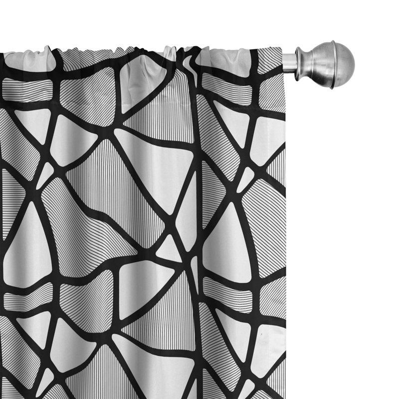 Geometric Semi-Sheer Rod Pocket Curtain Panels, 28" W x 63" L
