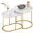 Golden Marble Pattern Nesting Tables - Set Of 2 Stacking Side Tables For Living Room, Balcony, And Office Decor, Golden