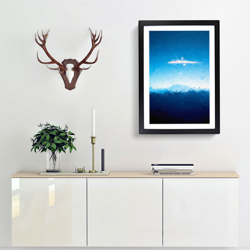 Mountain Cloud in Abstract - Picture Frame Painting Print, 87cm H x 62cm W x 2cm D, Black Framed