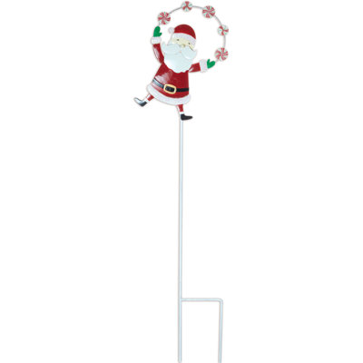 Santa Juggling Candy Plant Pick - Set of 2