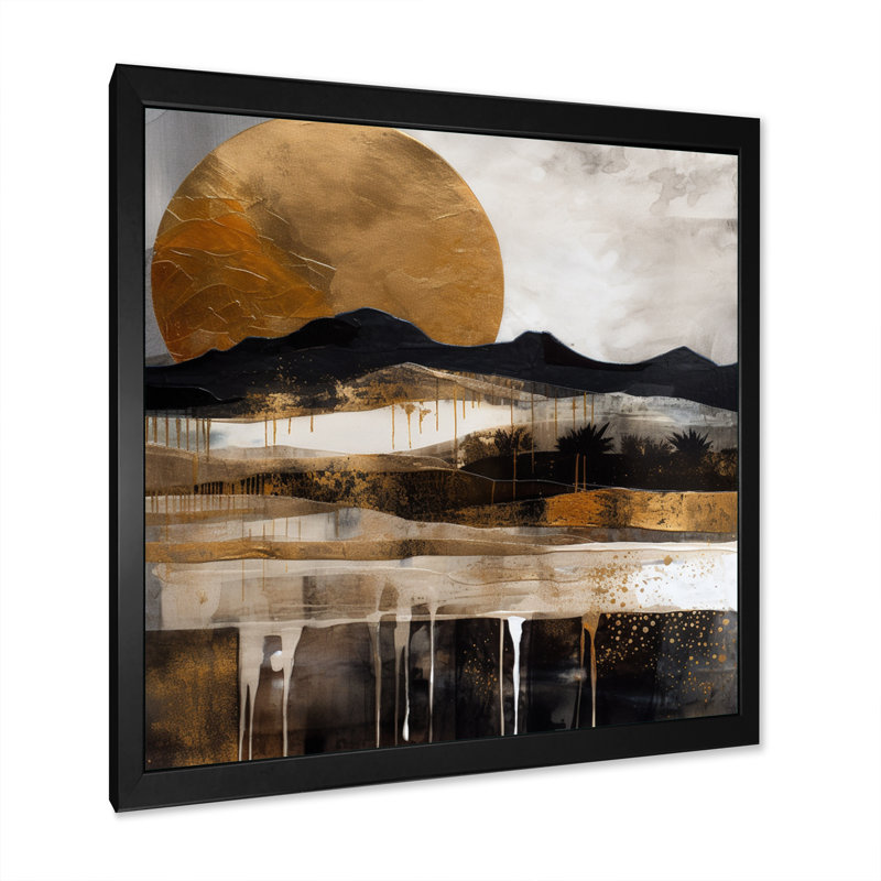 Calidia explorant la lune dorée en évolution IV, Cadre photo noir, H 16 po x l 16 po x P 1 po