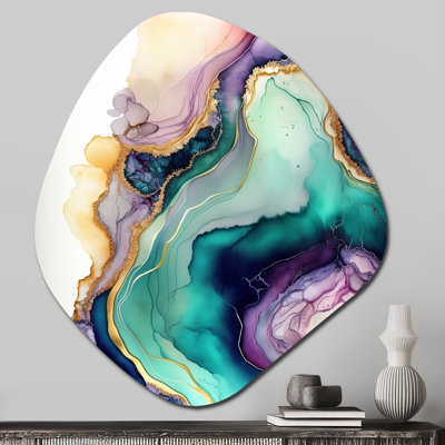 Frankel - Marble Unique Shape Metal Wall Decor, Green Asymmetrical Metal Art Print