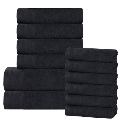 Ensemble de serviettes de bain 100% coton jacquard uni à motif de nid d'abeille 12 pièces Josann