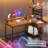 Computer Gaming Desk With Led Light & Drawers & Reversible Shelves-405280800-405280807