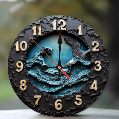 Horloge murale 3D Ocean Wave Eagle