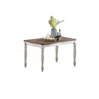 66.4" W DINING TABLE, ANTIQUE WHITE + OAK