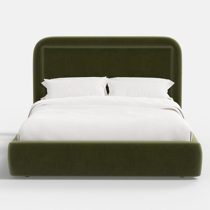 Stoffer Home x Cloth and Co. Marisa Bed, Moss Performance Velvet, Queen