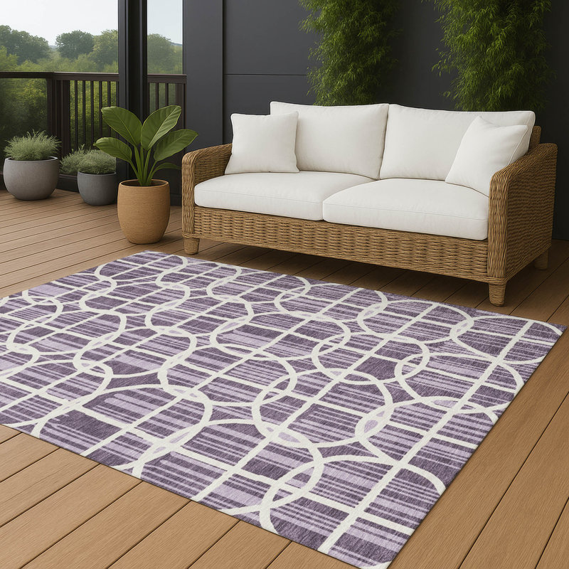 Machine Washable Indoor/Outdoor Chantille ACN2769 Geometric Rug, 8' x 10', Plum