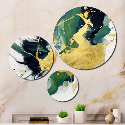 Green And Yellow Splash Abstract Wall Decor on Metal