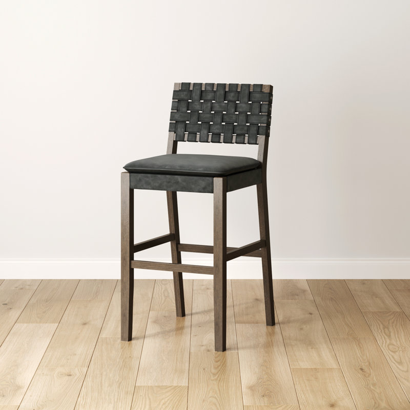 Cohen Black Faux Leather and Wood Bar Stool