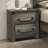Rustic Gray 3Pc Set Bed 2X Nightstands Unique Design Headboard Bedroom Furniture Metal Accents