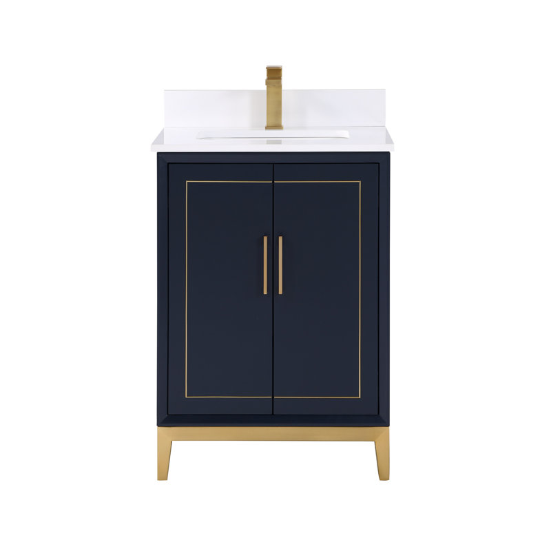Gracie 24'' W Single Vanity, Pacific Blue, Calacatta Quartz/Widespread Faucet Mount