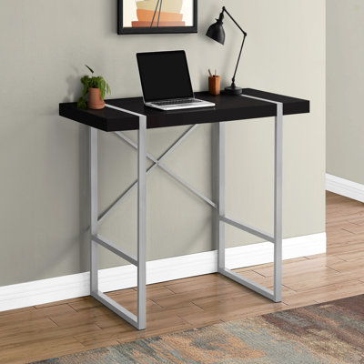 Bureau d'ordinateur, bureau personnel, ordinateur portable, L 48 po, travail, stratifié noir, métal gris, contemporain, moderne