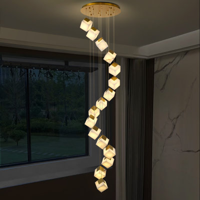 Dimmable Alabaster Cluster Chandelier with Alabaster Shade for Foyer