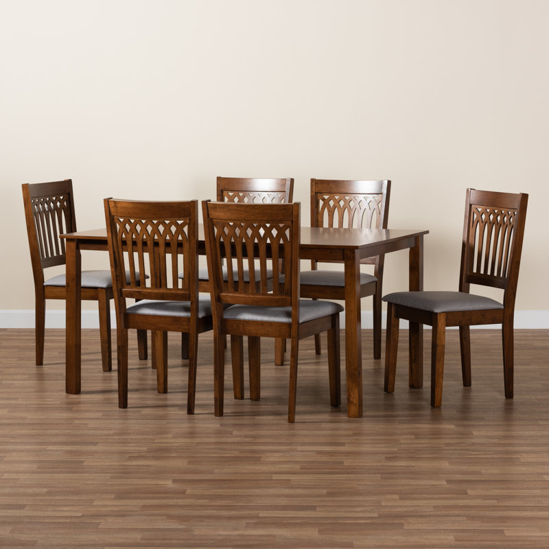 Leesville 6 - Person Dining Set, Gray, Walnut Brown