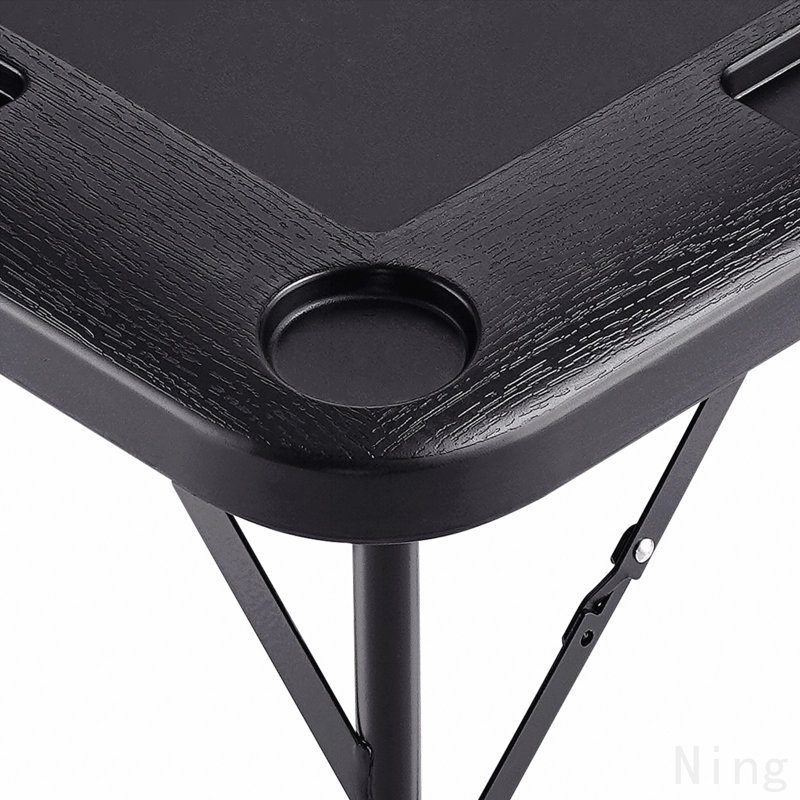 Table de jeu Mahjong pour 4 joueurs et 4 porte-gobelets noirs, Noir, L 38,39 po x l 39,17 po x H 2,36 po