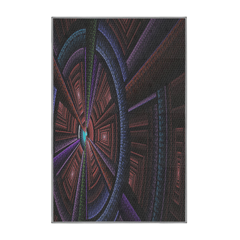 Tapis mauve/brun tissé à la machine, Rectangle 7 pi x 10 pi