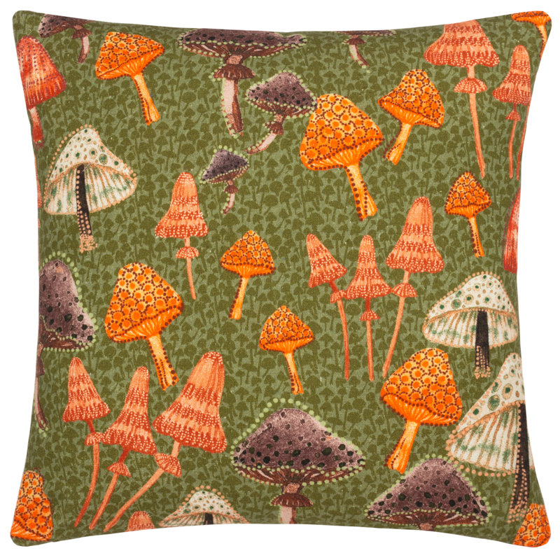 Floral Square Cushion, Gold, Only Cover