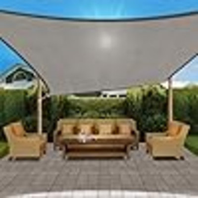 Sun Shade Sail,Heavy Duty UV Protection Beach Shade Canopy Wind Sail,Tear And Rust Resistant Patio Sail Shade For Yard Deck Lawn Garden Rectangle Sunshade(12'X 16',Grey)