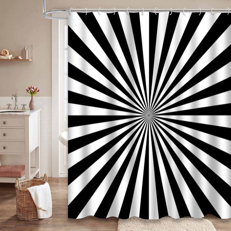 Rideau de douche Black Sun Rays Sunburst, L 72 po x l 78 po