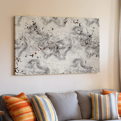 "Toile", créant un motif d'arrière-plan transparent avec des lignes abstraites qui coulent, art mural ressemblant à des cartes topographiques